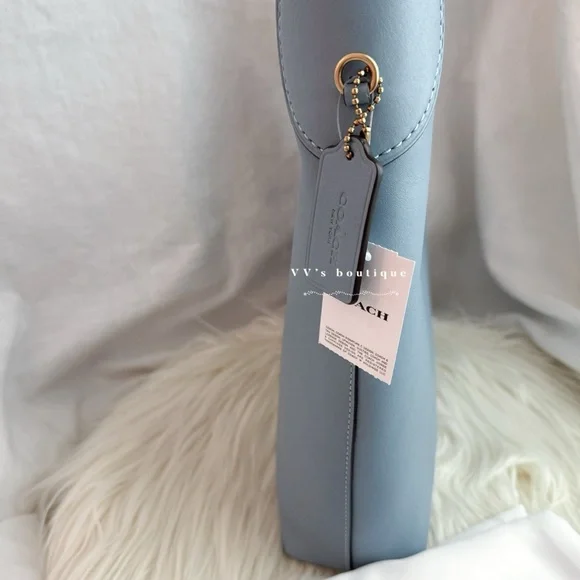 NWT Coach Brooklyn Shoulder Bag 28 Natural grain leather Bluebell Lt Blue CU068 - Picture 4 of 6